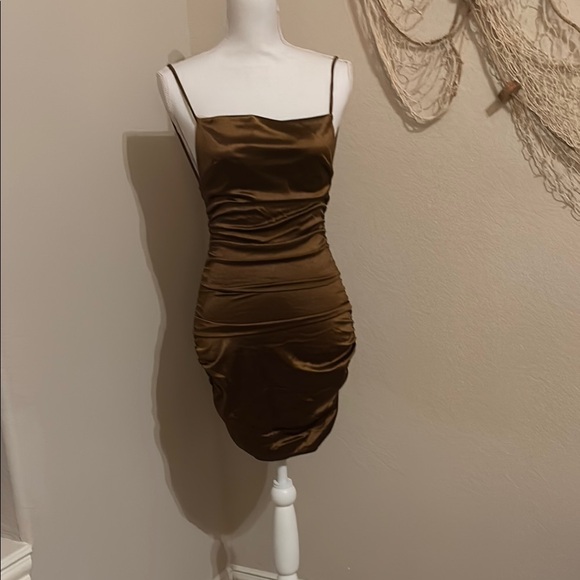 Fashion Nova Dresses & Skirts - Elegant Brown Satin Dress